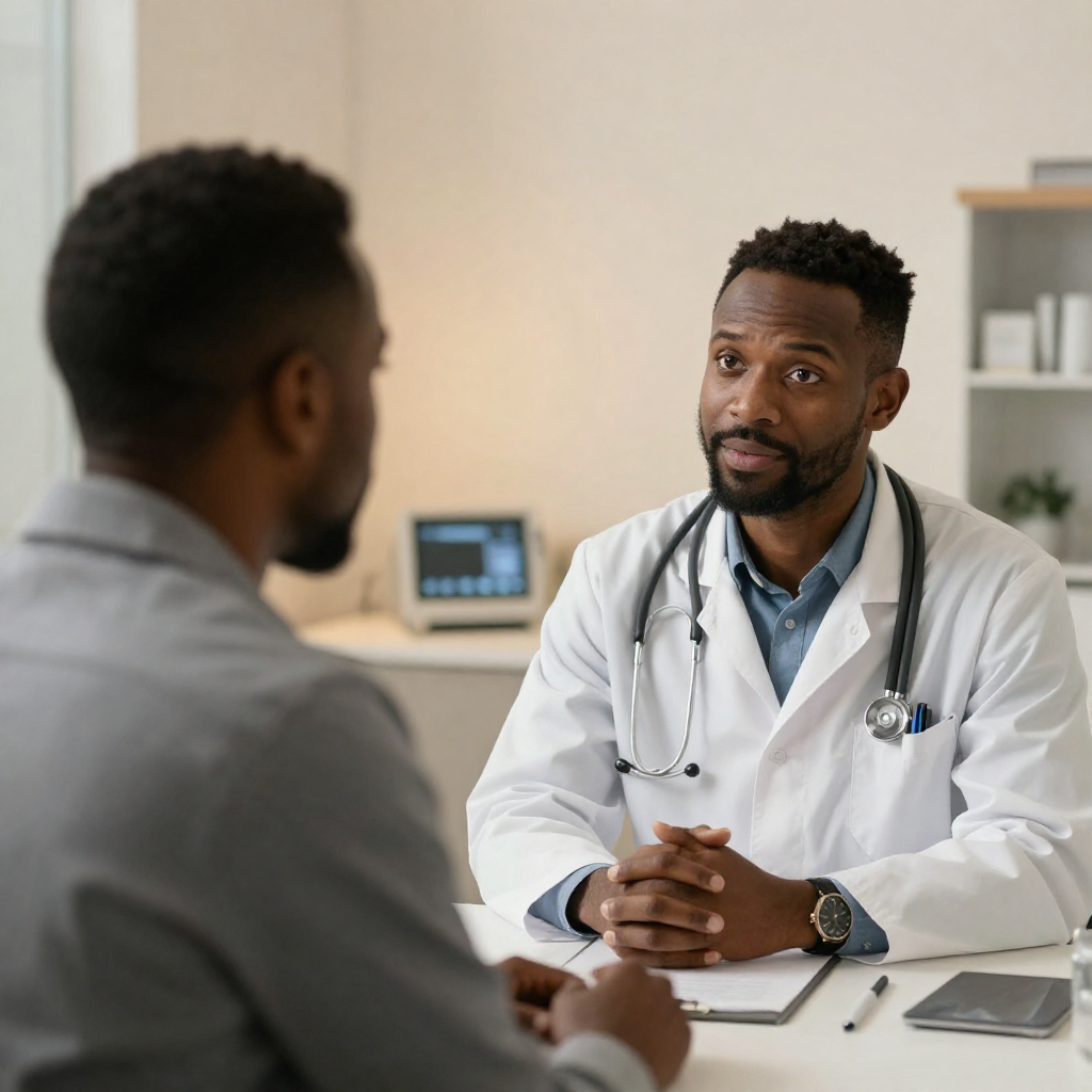 Man researching prostate cancer screening options